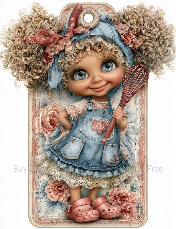 Sweet Denim Baking Girl Product Tags