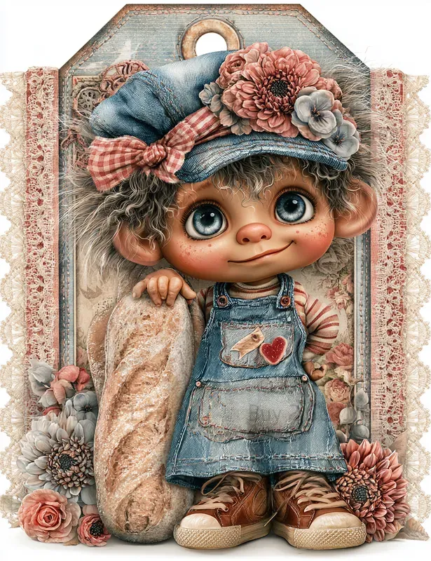 Sweet Denim Baking Girl Product Tags