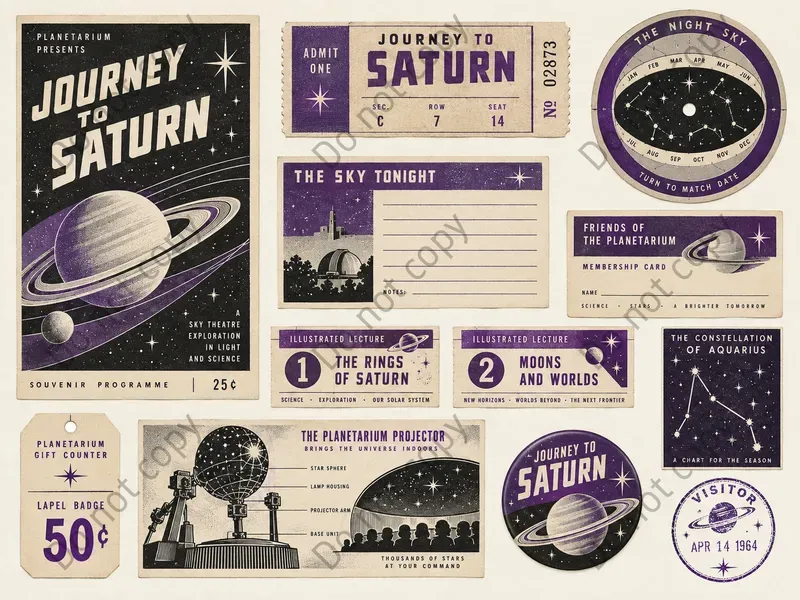 Retro Planetarium Ephemera Art