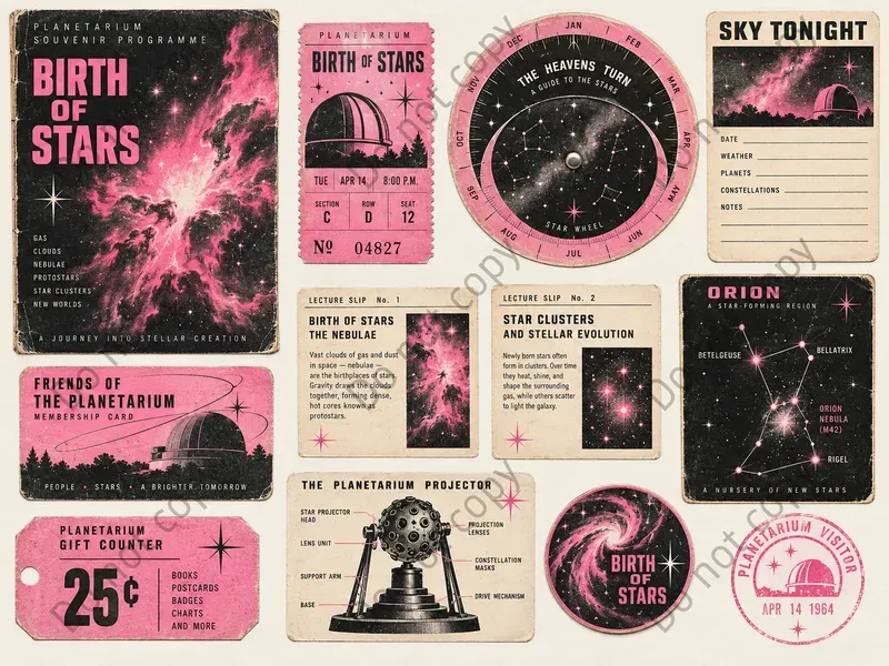 Retro Planetarium Ephemera Art