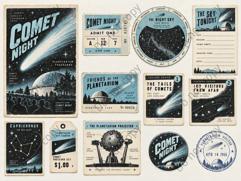 Retro Planetarium Ephemera Art