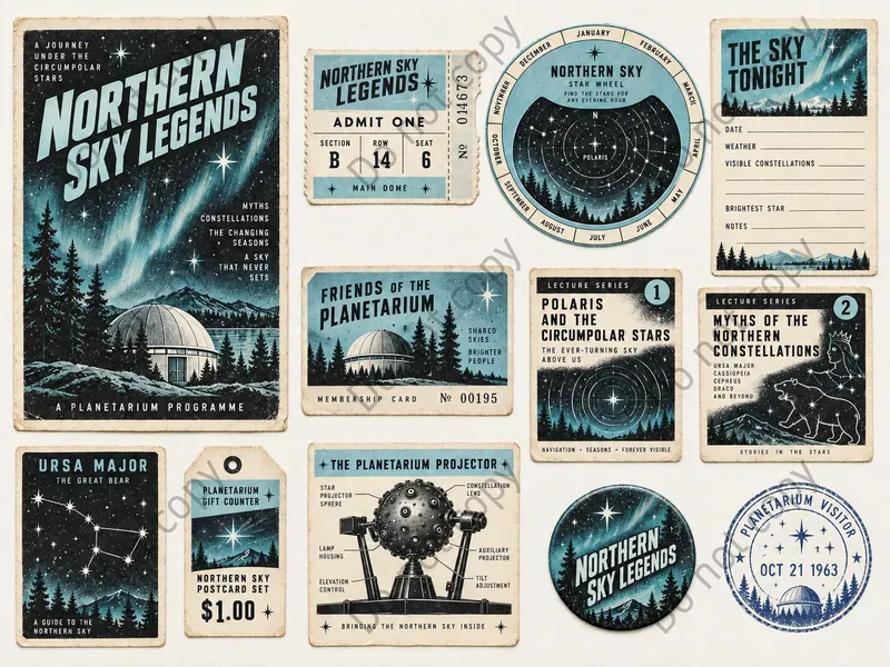 Retro Planetarium Ephemera Art
