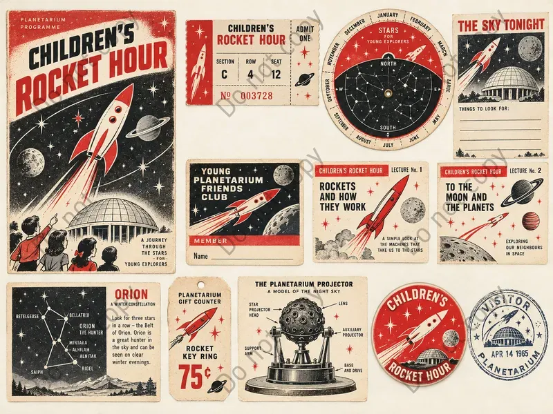 Retro Planetarium Ephemera Art