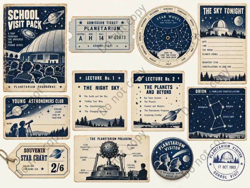 Retro Planetarium Ephemera Art