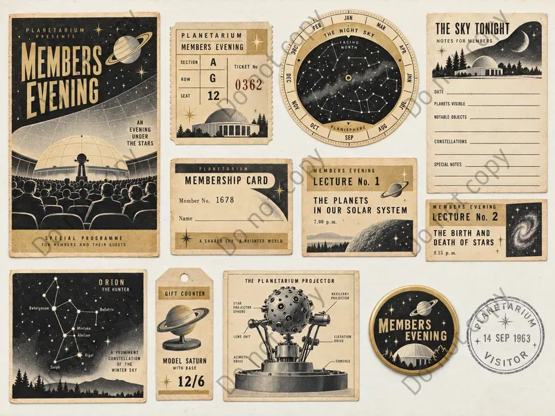 Retro Planetarium Ephemera Art