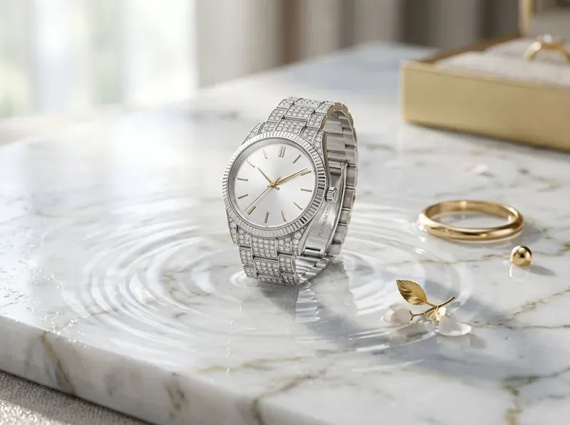 Luxury Product Mockups On Rippled Marble