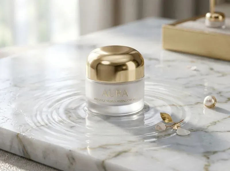 Luxury Product Mockups On Rippled Marble