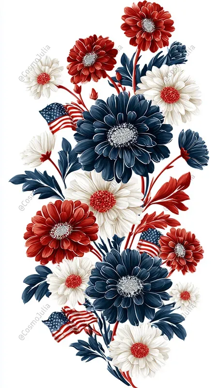 Patriotic Floral Clipart Sets