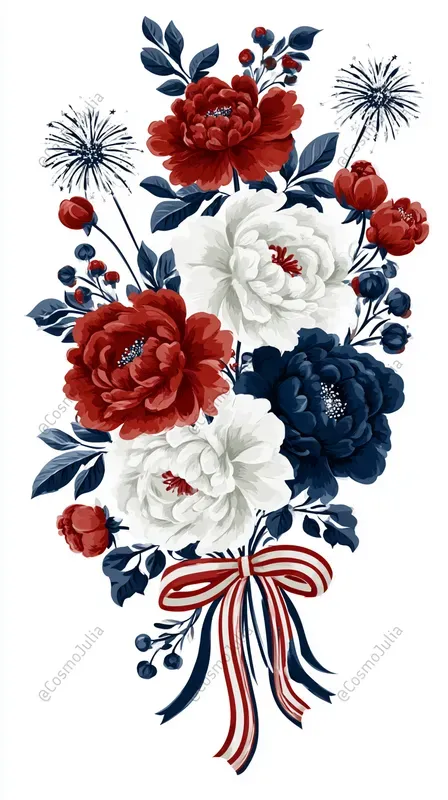 Patriotic Floral Clipart Sets