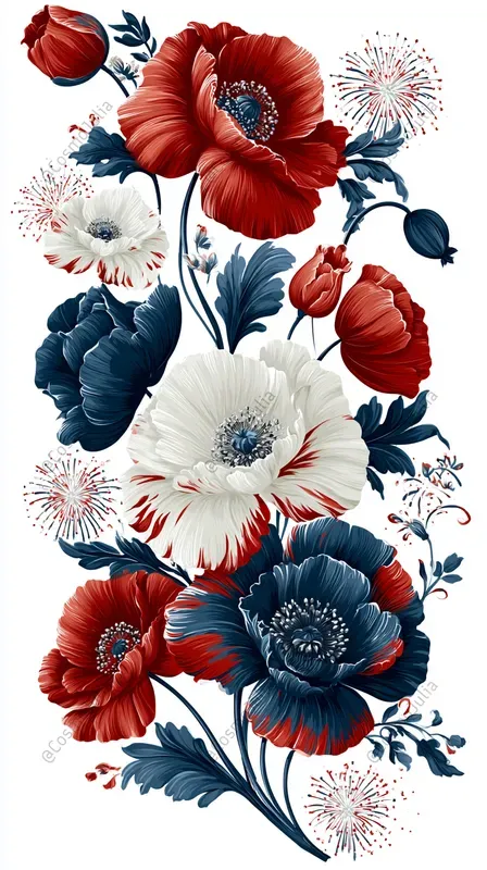 Patriotic Floral Clipart Sets