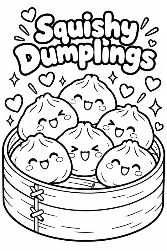 Viral Dumplings Coloring Book Pages