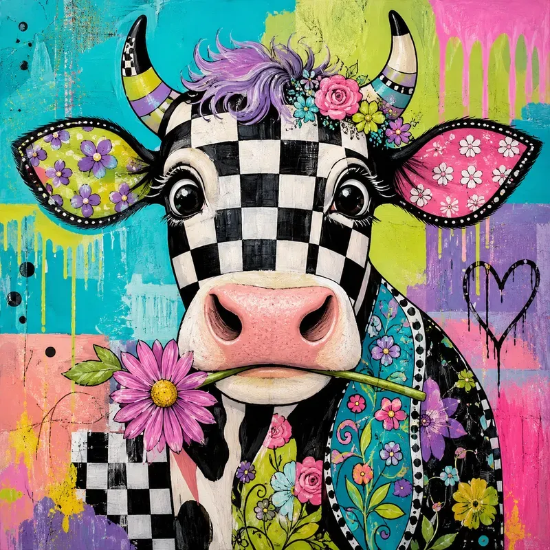 Surreal Checkerboard Popart Characters