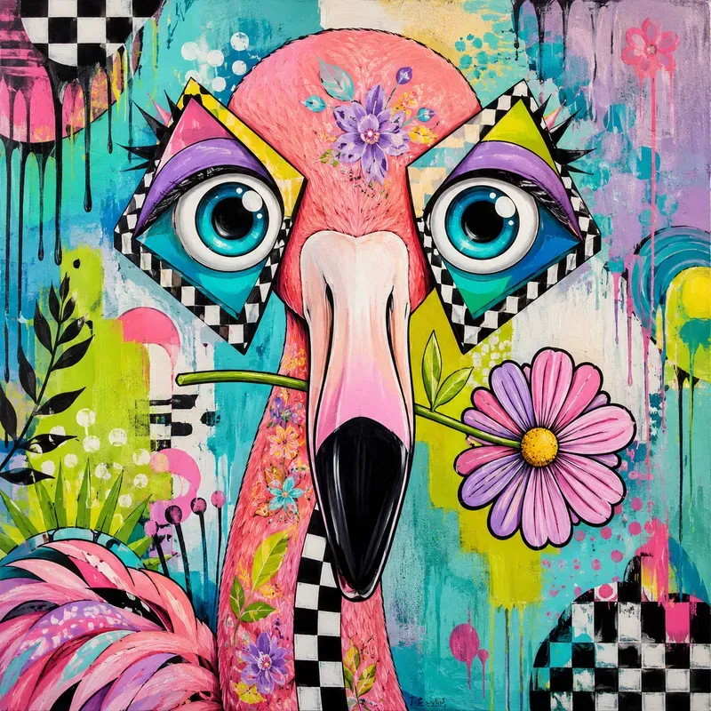 Surreal Checkerboard Popart Characters