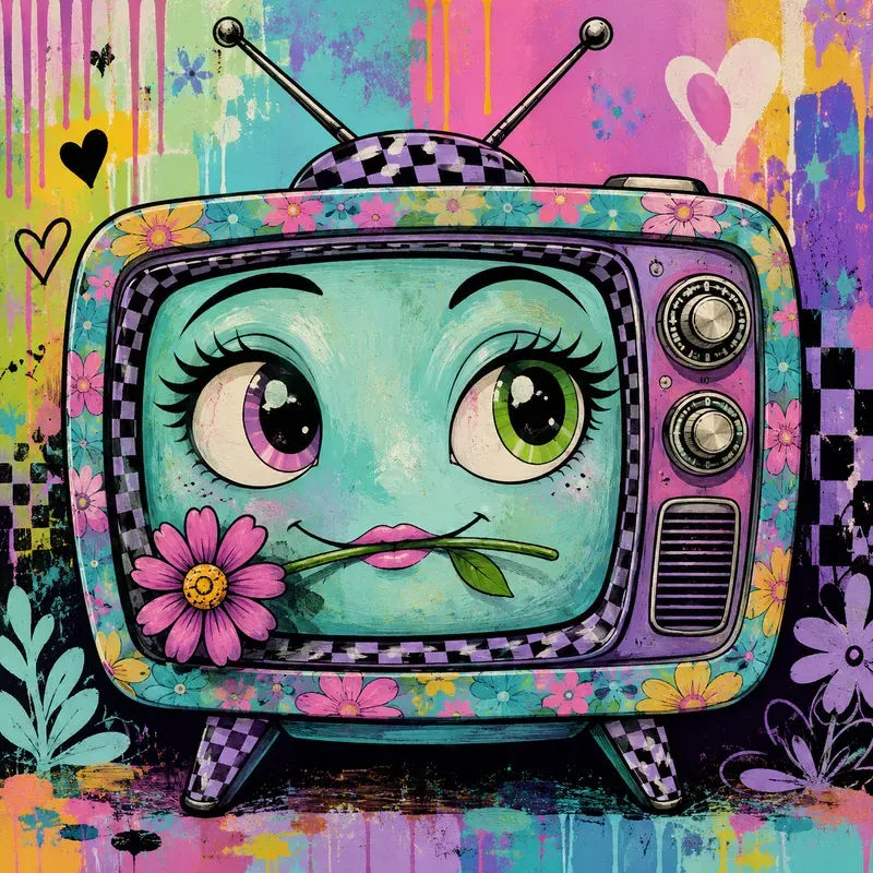 Surreal Checkerboard Popart Characters