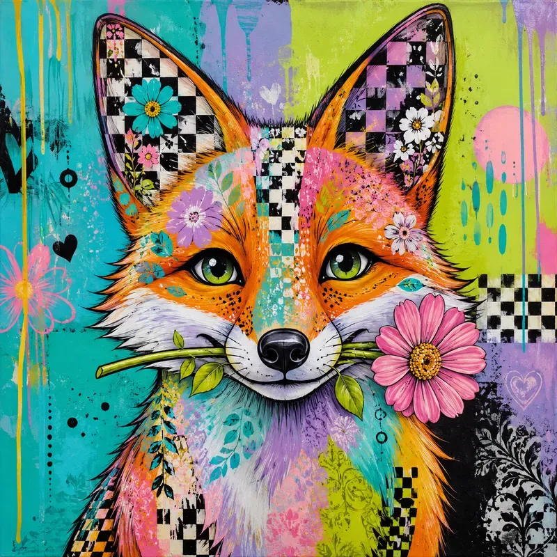 Surreal Checkerboard Popart Characters