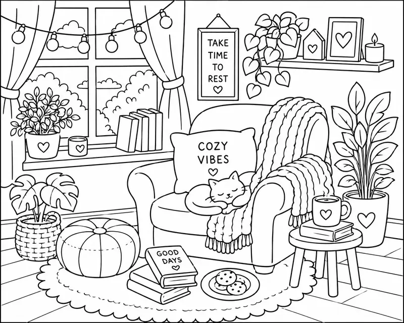 Cute Easy Spaces Coloring Book Pages