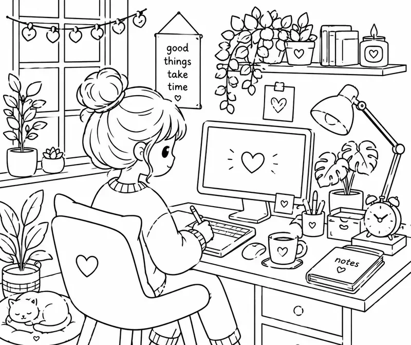 Cute Easy Spaces Coloring Book Pages