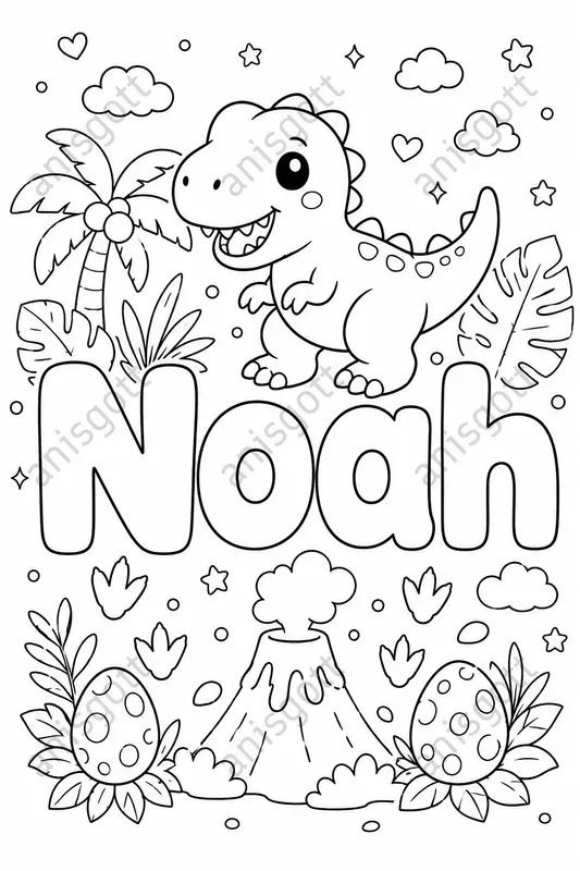 Etsy Kawaii Custom Name Coloring Pages