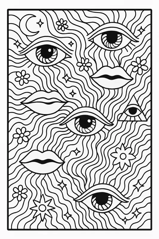 Trippy And Groovy Coloring Book Pages