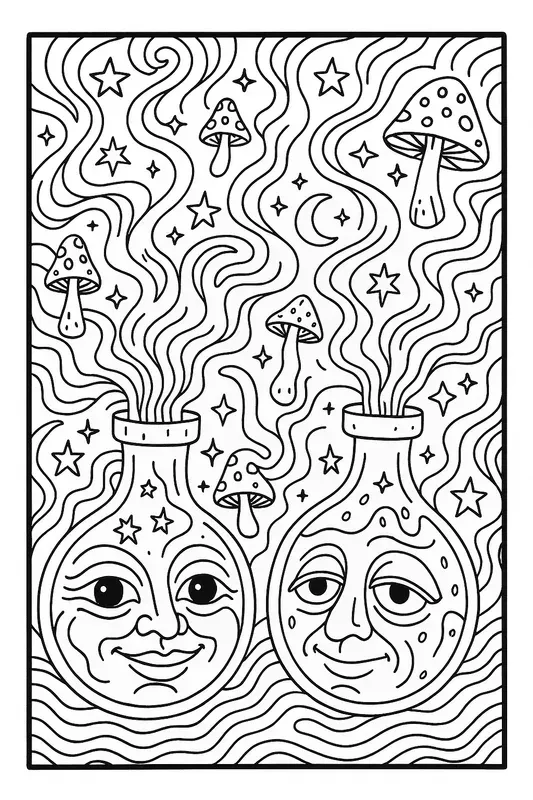 Trippy And Groovy Coloring Book Pages