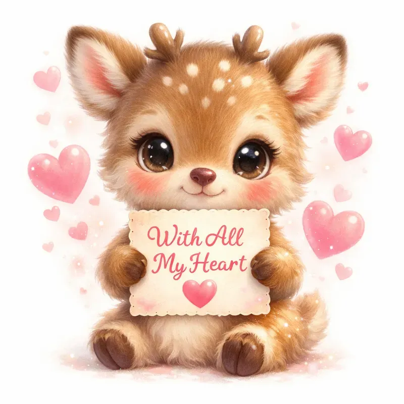Cute Kawaii Cartoons With Love Cards