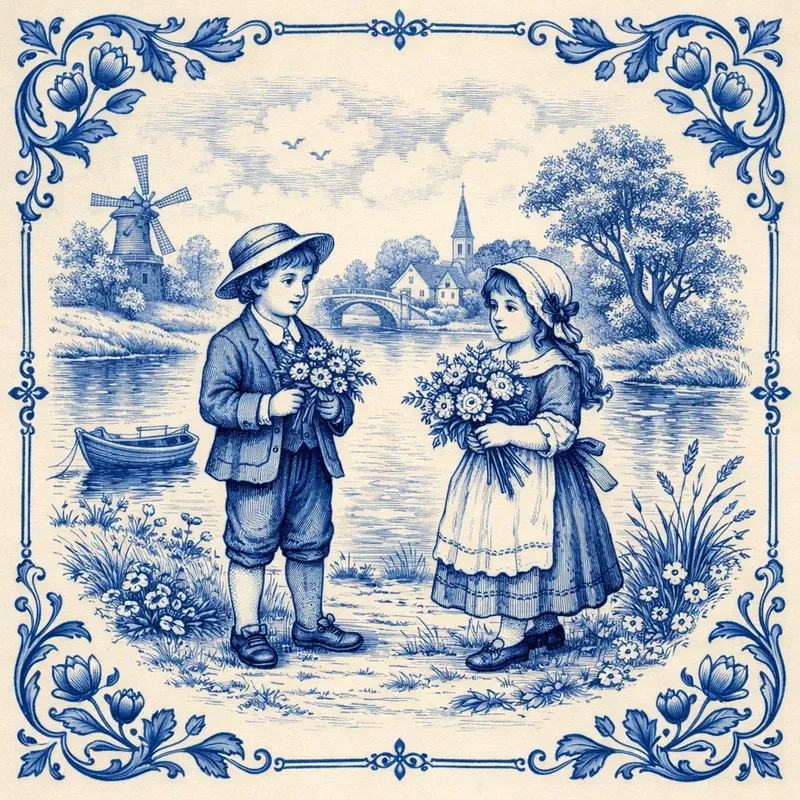 Delft Blue Vintage Tiles