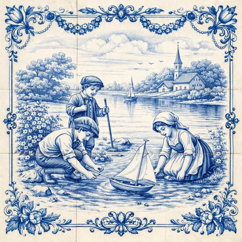 Delft Blue Vintage Tiles