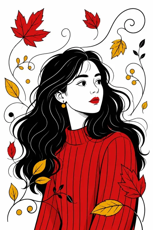 Minimalist Tri Color Line Art