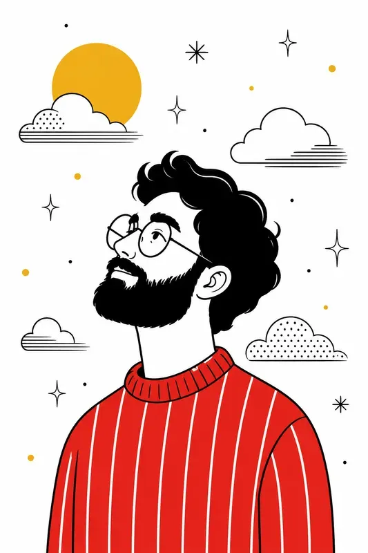 Minimalist Tri Color Line Art