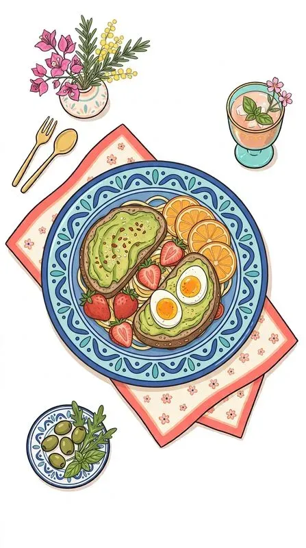 Stylized Doodle Riviera Cafe Food Icons