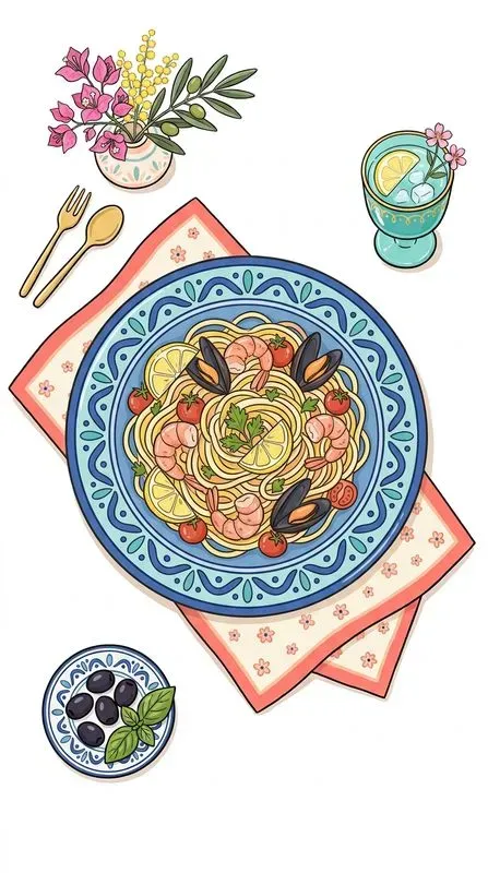 Stylized Doodle Riviera Cafe Food Icons