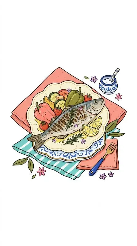 Stylized Doodle Riviera Cafe Food Icons