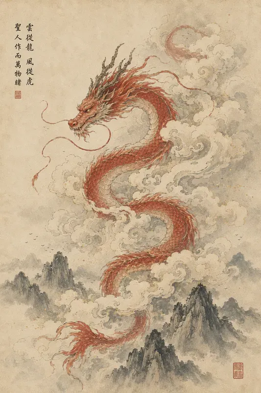 Eastern Dragons Minimalist Inkandwash