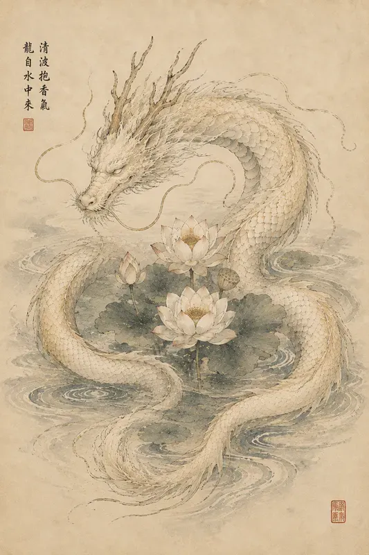 Eastern Dragons Minimalist Inkandwash