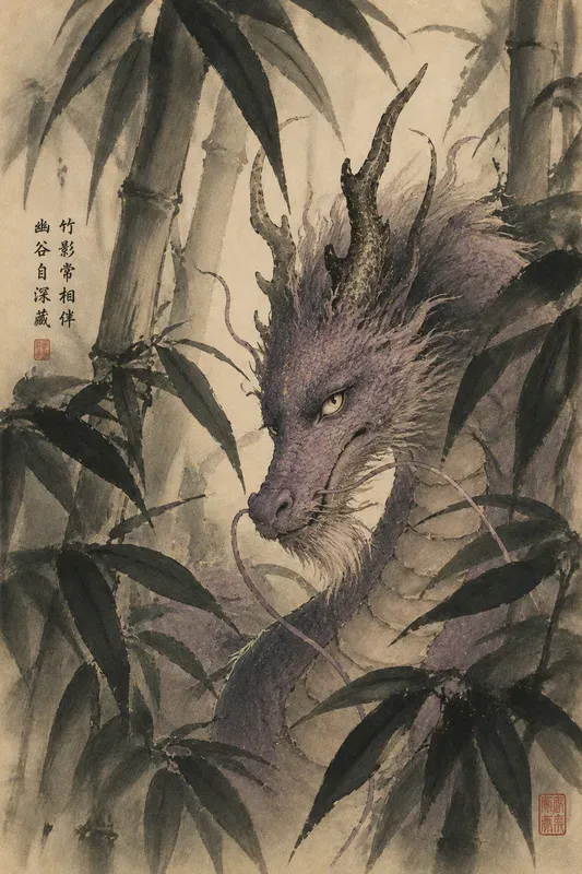 Eastern Dragons Minimalist Inkandwash