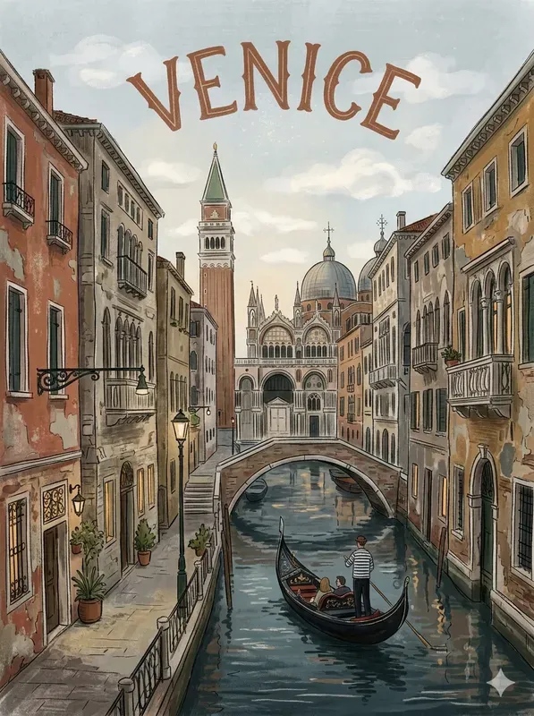 Handdrawn Painterly Travel Posters