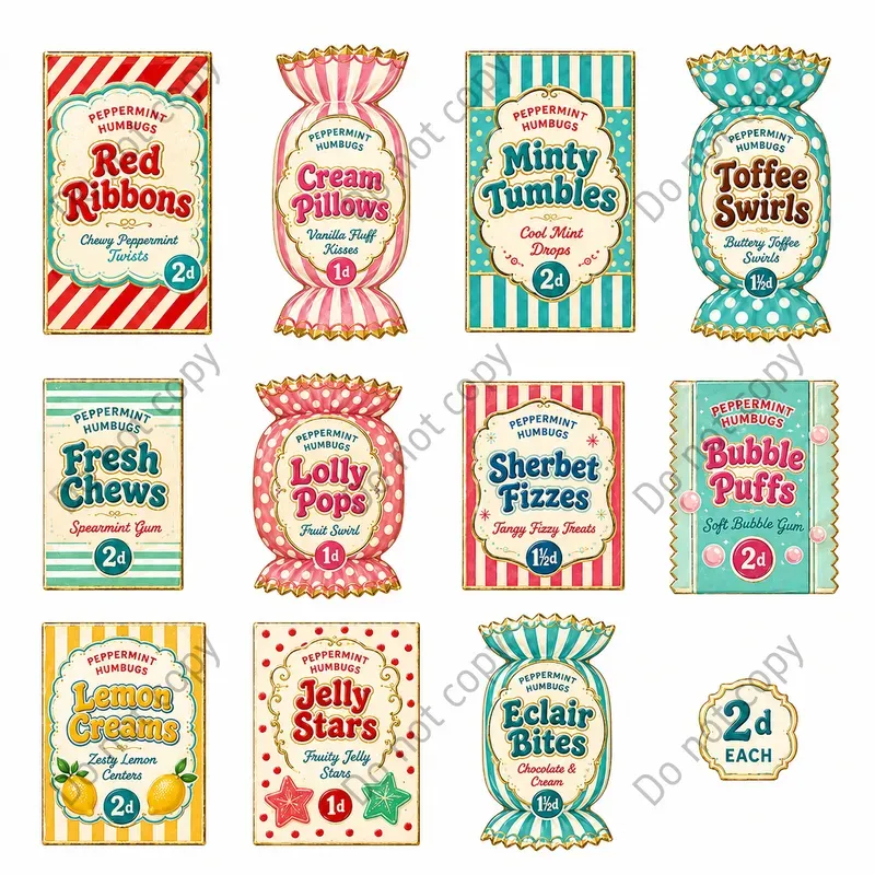Candy Wrapper Cutout Sheets