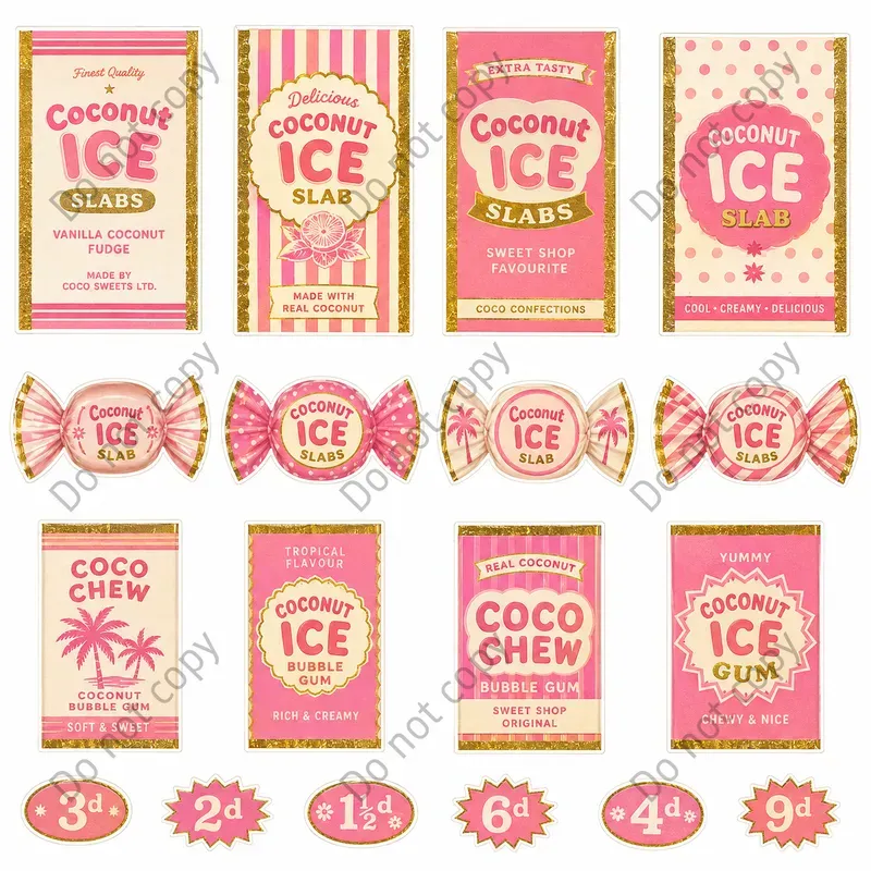 Candy Wrapper Cutout Sheets