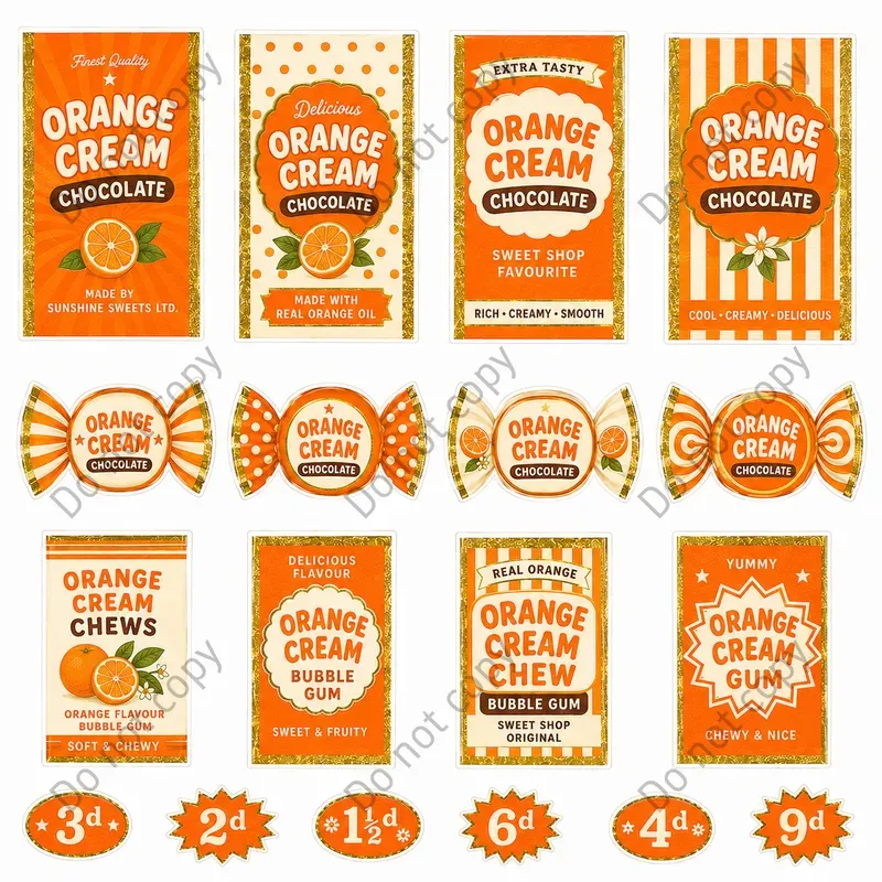 Candy Wrapper Cutout Sheets