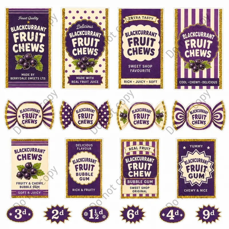 Candy Wrapper Cutout Sheets