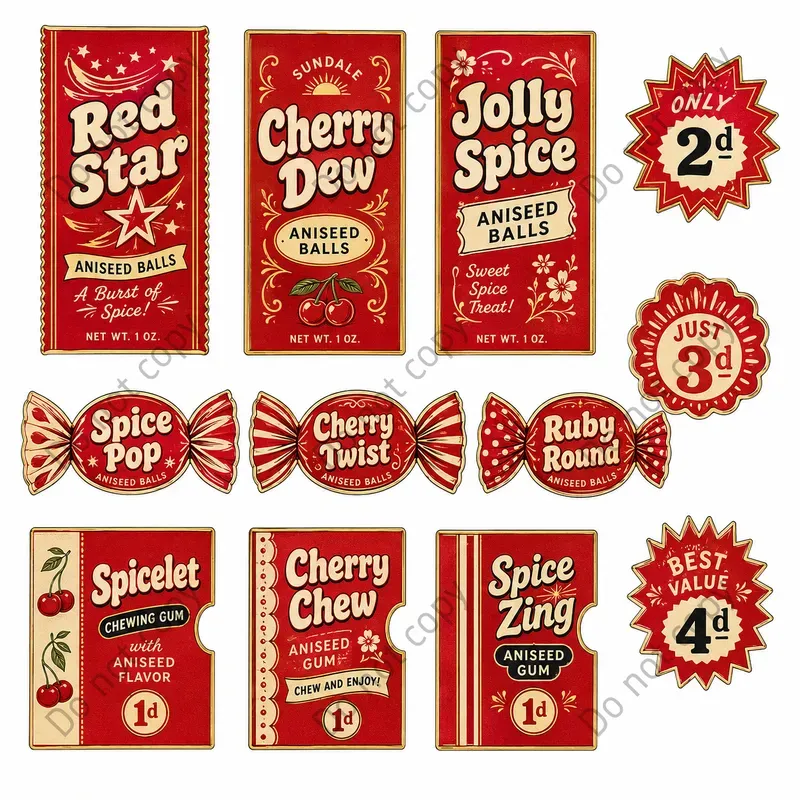 Candy Wrapper Cutout Sheets
