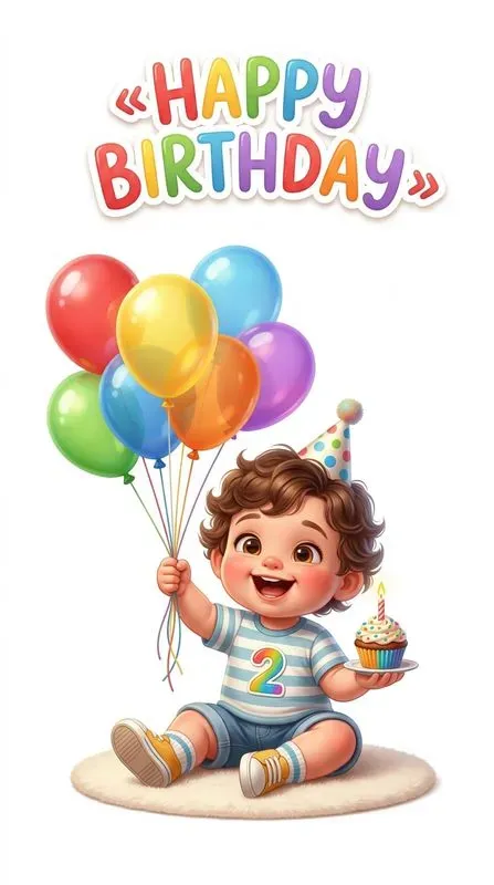 Cute 3D Birthday Illustration Cards