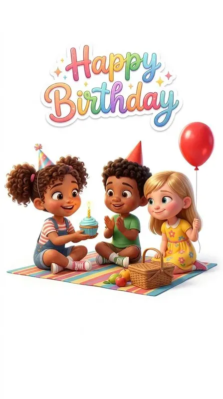 Cute 3D Birthday Illustration Cards