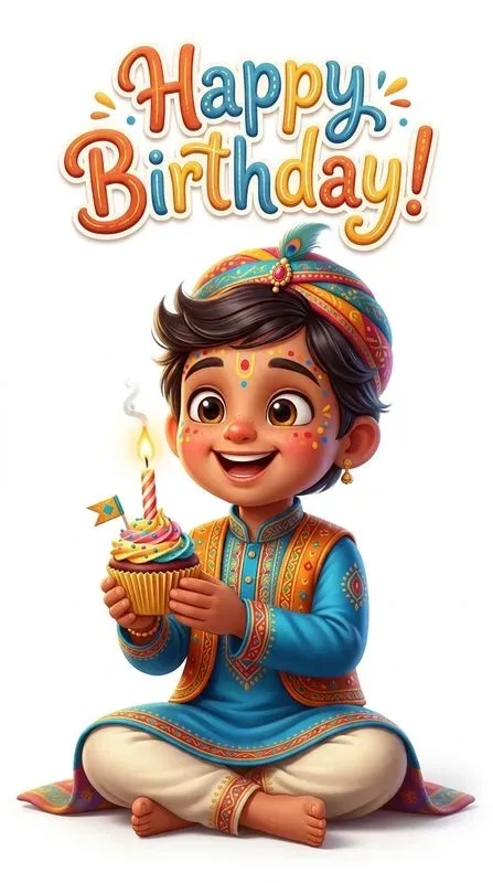 Cute 3D Birthday Illustration Cards