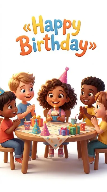 Cute 3D Birthday Illustration Cards