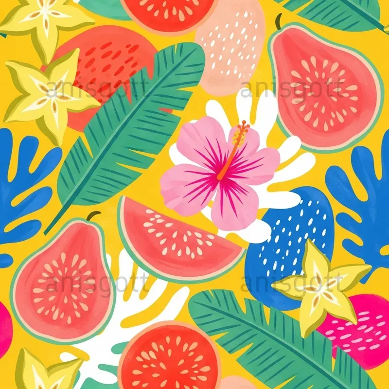 Bold Tropical Cutout Seamless Patterns