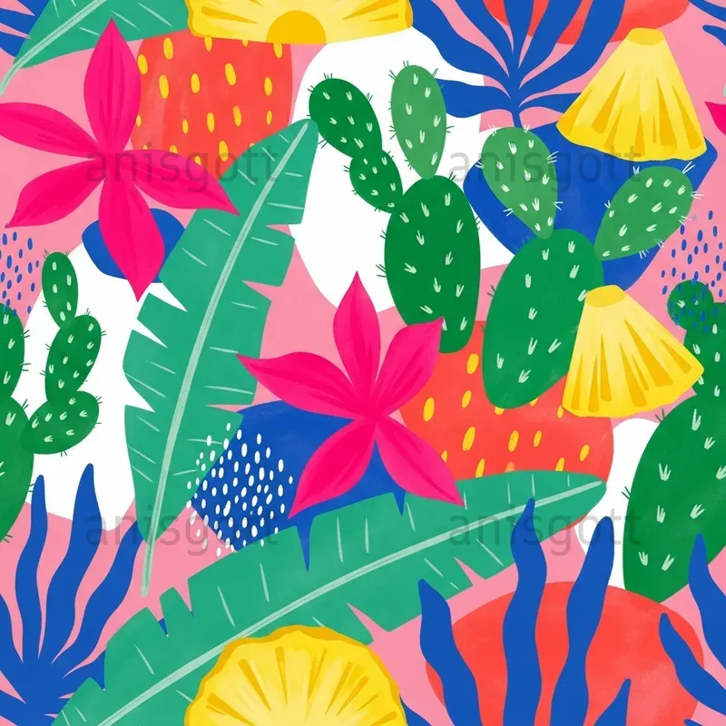 Bold Tropical Cutout Seamless Patterns