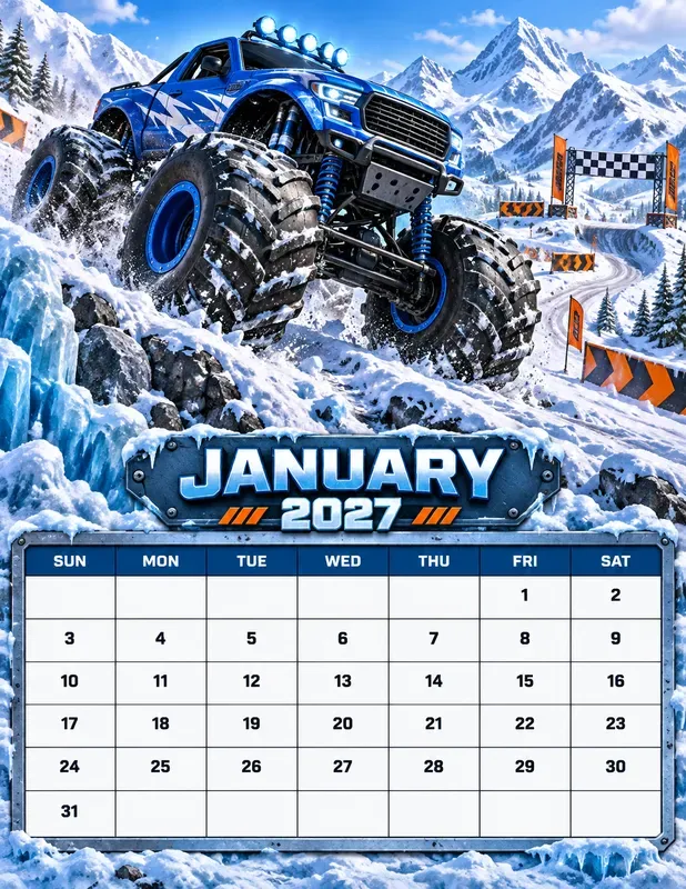 Monster Trucks 2027 Calendar Pages