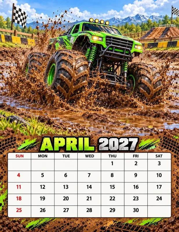 Monster Trucks 2027 Calendar Pages