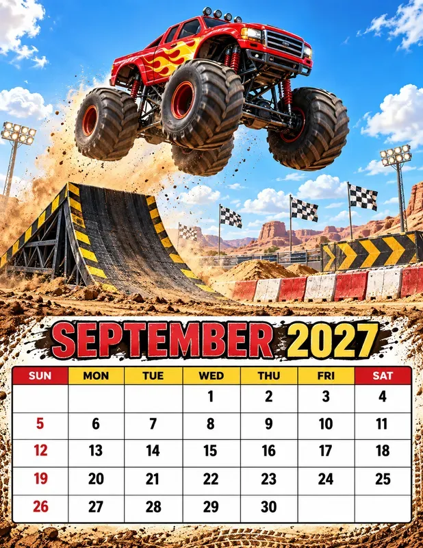 Monster Trucks 2027 Calendar Pages